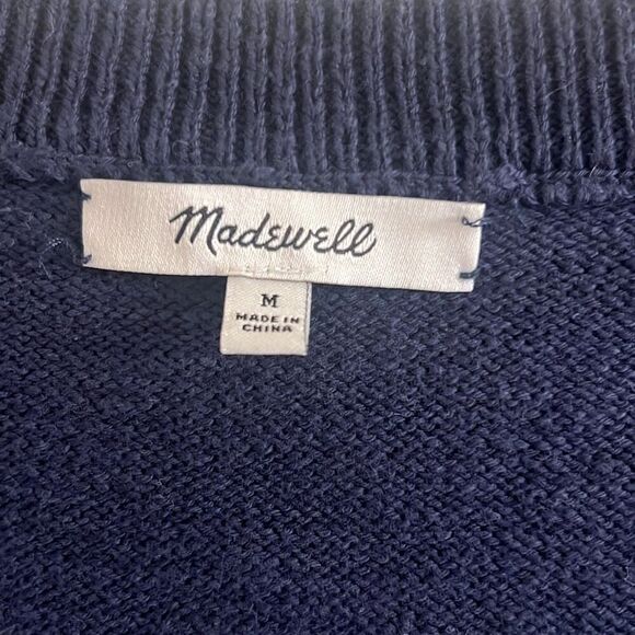 ✨Madewell Linden Scoop Sweater Dark Baltic Sz Medium Tee✨ - Picture 7 of 9